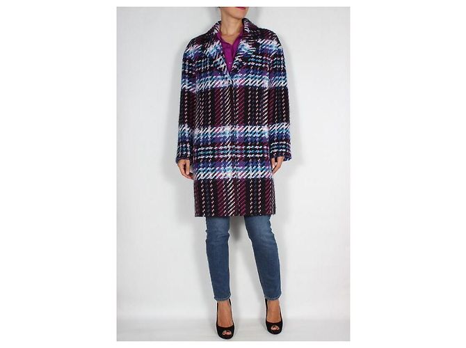 Autre Marque Abrigo Andre Tan Smart Couture de mezcla de lana a cuadros Negro Rosa Azul Multicolor - vista 2