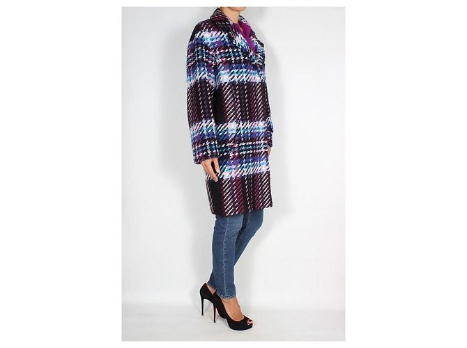 Autre Marque Abrigo Andre Tan Smart Couture de mezcla de lana a cuadros Negro Rosa Azul Multicolor - vista 6