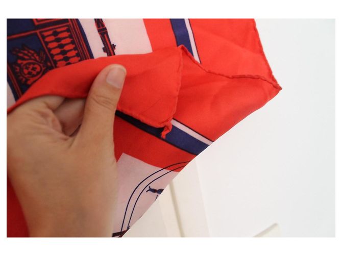 Pañuelo de seda Hermès Ex Libris - Rojo, Azul, Blanco Roja - vista 7