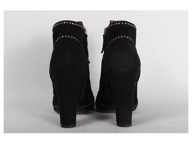 Tabitha Simmons Stivaletti in suede nero con borchie - vista 11