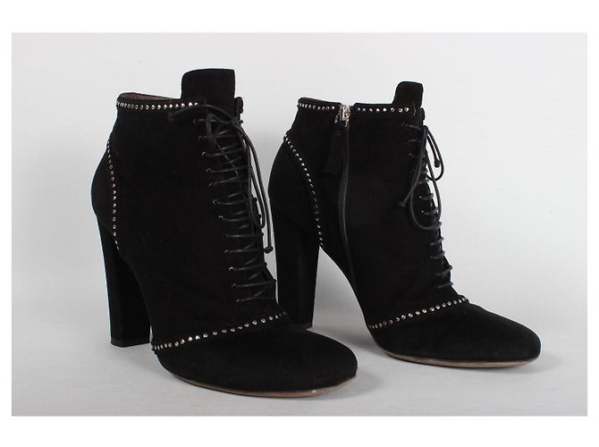 Tabitha Simmons Stivaletti in suede nero con borchie - vista 3