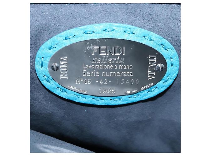 Fendi Selleria Anna Bucket Leather Small Blu - vista 6