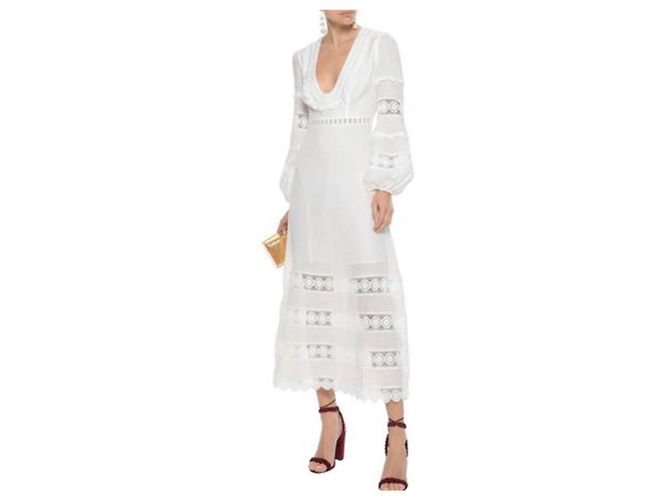 Zimmermann Abito Maxi in Lino e Pizzo Bianco - vista 2