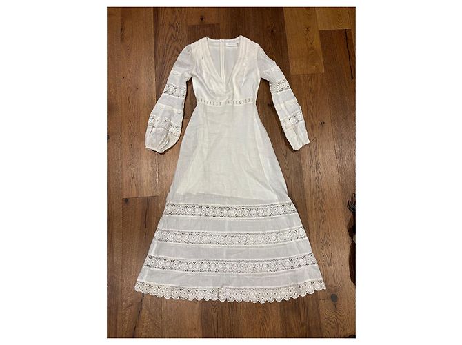 Zimmermann Abito Maxi in Lino e Pizzo Bianco - vista 5