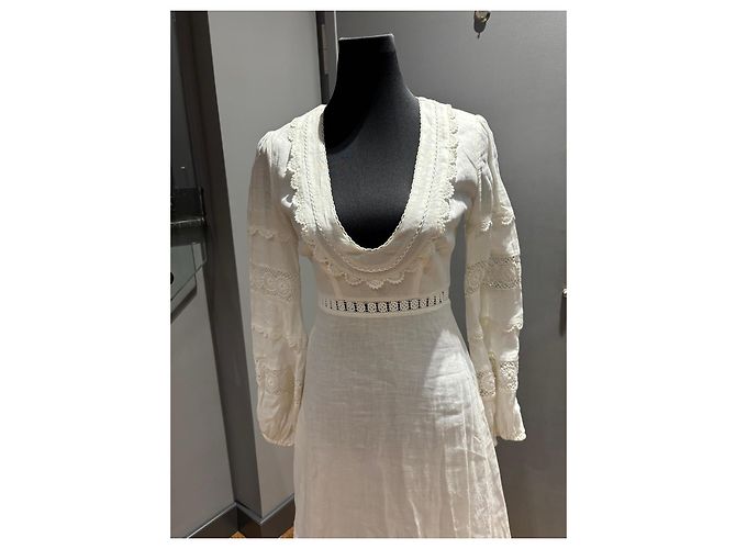 Zimmermann Abito Maxi in Lino e Pizzo Bianco - vista 8