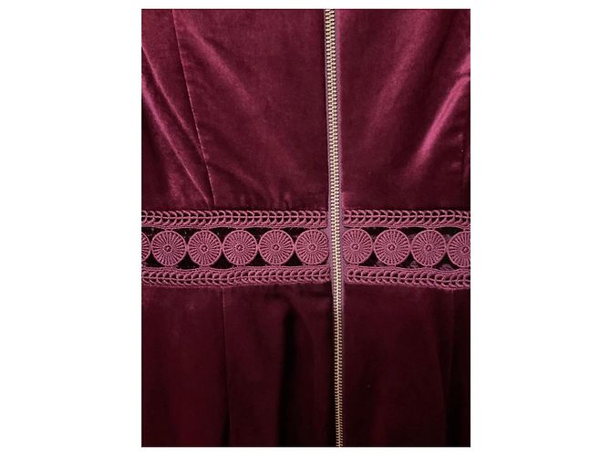Ted Baker Samtkleid bordeauxrot mit Spitzenbesatz - Ansicht 3