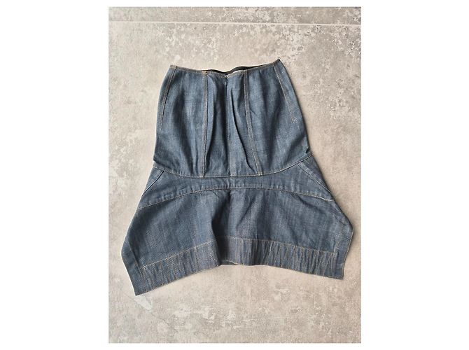Alaïa asymmetrischer Denim-Rock Blau - Ansicht 6