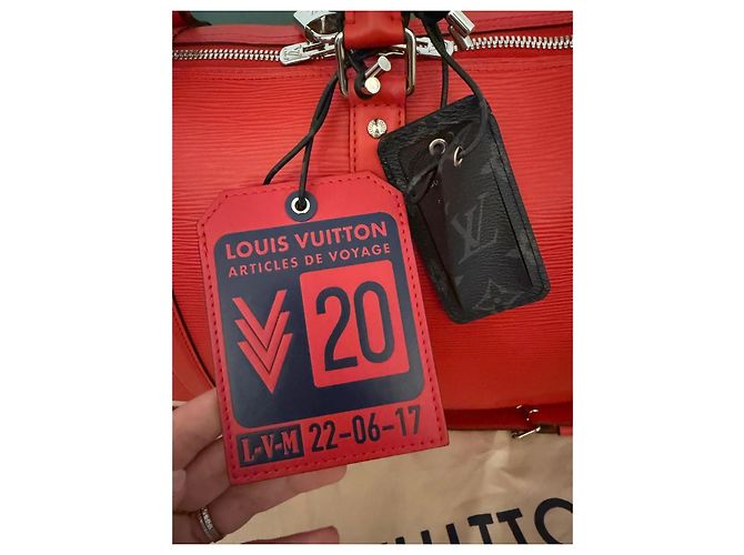 Louis Vuitton x Supreme Keepall Bandoulière 45 Borsa da Viaggio Pelle Epi Rossa Rosso - vista 9