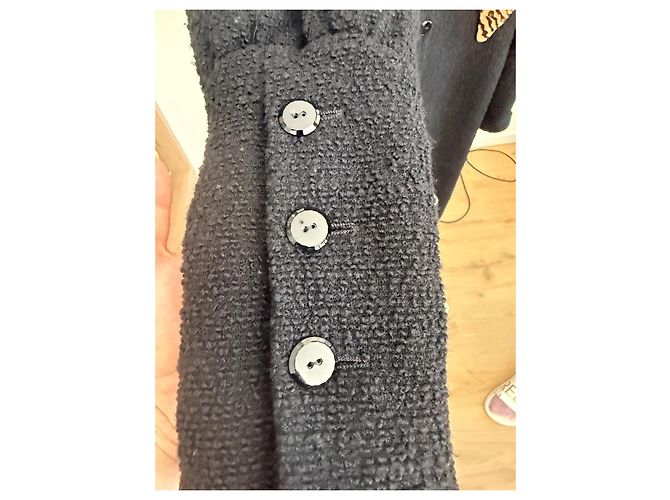 Abrigo Valentino de lana virgen negra con lazo de leopardo Negro Estampado de leopardo - vista 5