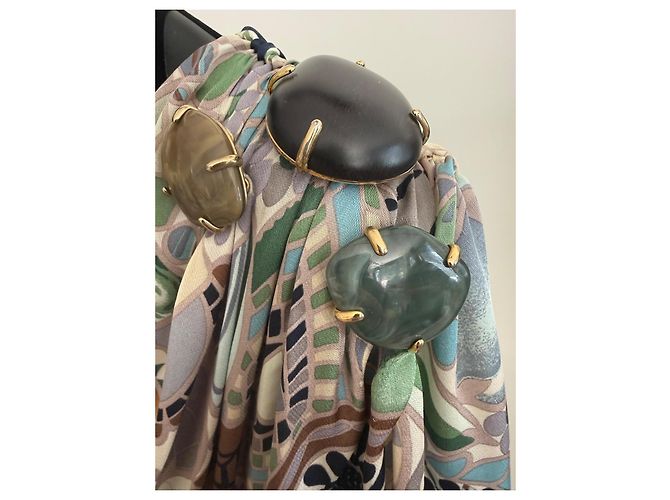 Vestido de seda Missoni con adornos de cabujón Castaño Blanco Azul Multicolor Beige Verde Gris - vista 3