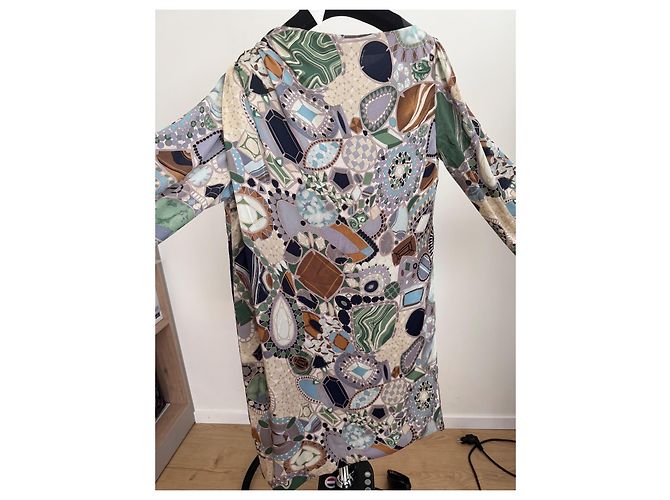 Vestido de seda Missoni con adornos de cabujón Castaño Blanco Azul Multicolor Beige Verde Gris - vista 5