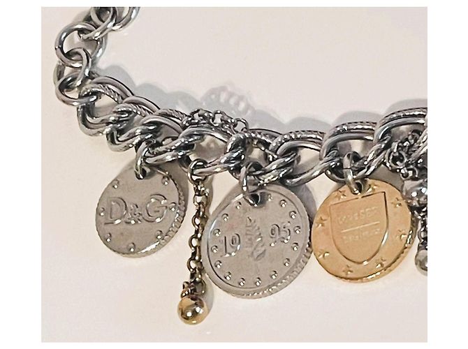 Bracciale Dolce & Gabbana Gipsy Coin Charm in acciaio argento e oro D'oro Silver hardware Gold hardware - vista 11