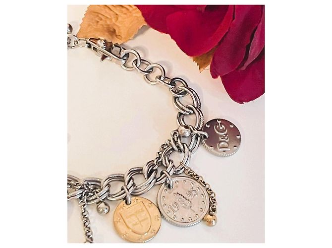 Bracciale Dolce & Gabbana Gipsy Coin Charm in acciaio argento e oro D'oro Silver hardware Gold hardware - vista 12
