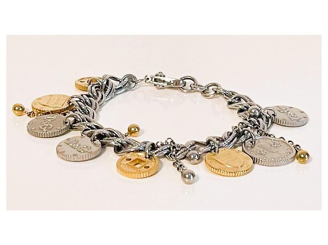 Bracciale Dolce & Gabbana Gipsy Coin Charm in acciaio argento e oro D'oro Silver hardware Gold hardware - vista 13