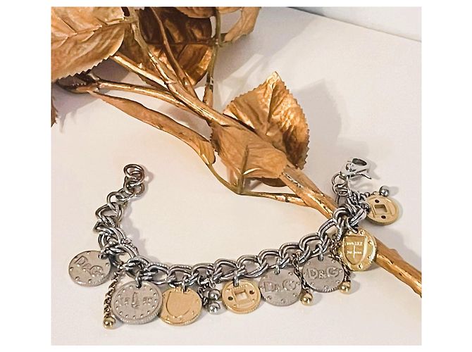 Bracciale Dolce & Gabbana Gipsy Coin Charm in acciaio argento e oro D'oro Silver hardware Gold hardware - vista 16