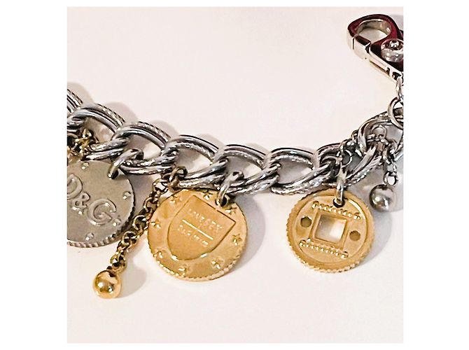Bracciale Dolce & Gabbana Gipsy Coin Charm in acciaio argento e oro D'oro Silver hardware Gold hardware - vista 4
