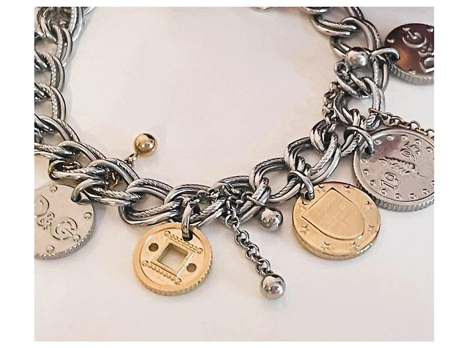 Bracciale Dolce & Gabbana Gipsy Coin Charm in acciaio argento e oro D'oro Silver hardware Gold hardware - vista 6