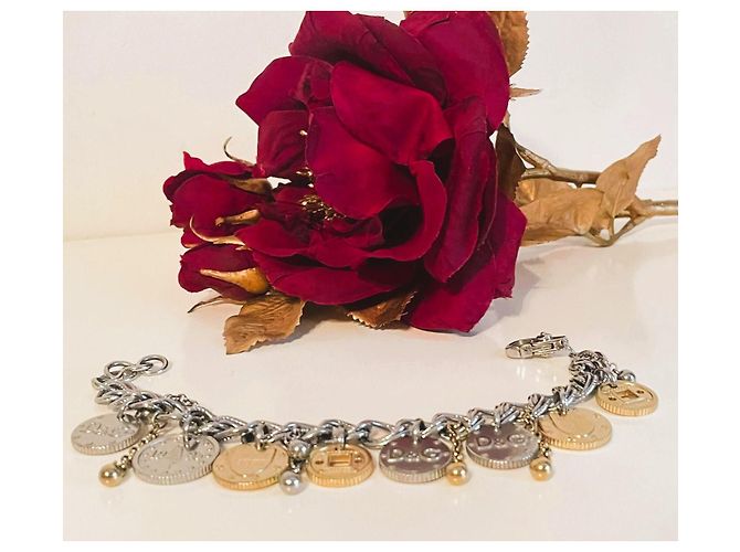 Bracciale Dolce & Gabbana Gipsy Coin Charm in acciaio argento e oro D'oro Silver hardware Gold hardware - vista 7