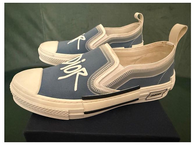 Autre Marque Dior B23 Low-Top Sneaker Blau Canvas Weiß - Ansicht 6