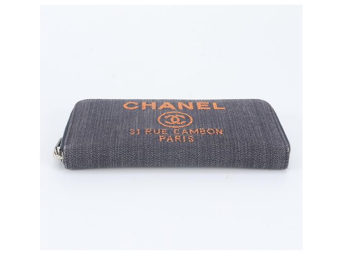 Chanel Deauville Denim Langer Geldbeutel Braun - Ansicht 4