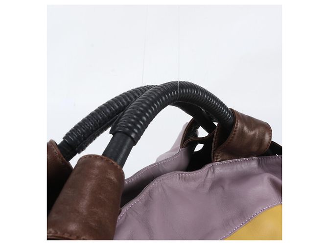 Borsa tote in pelle Loewe Nappa Aire Anagram Porpora Giallo - vista 2