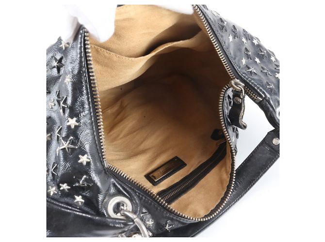 Borsa a tracolla Jimmy Choo Sky Bag in pelle con borchie a stella Nero Argento - vista 7