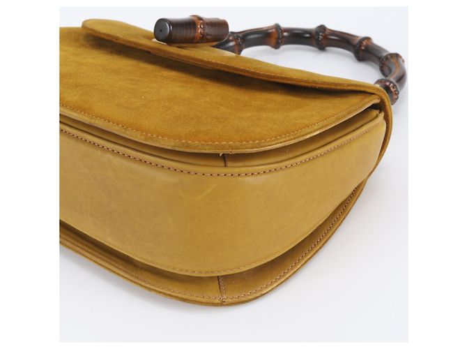 Gucci Bamboo Handtasche aus Leder Braun Gelb - Ansicht 4