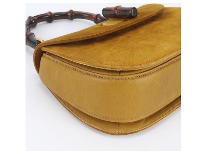 Gucci Bamboo Handtasche aus Leder Braun Gelb - Ansicht 6