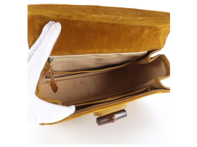 Gucci Bamboo Handtasche aus Leder Braun Gelb - Ansicht 7