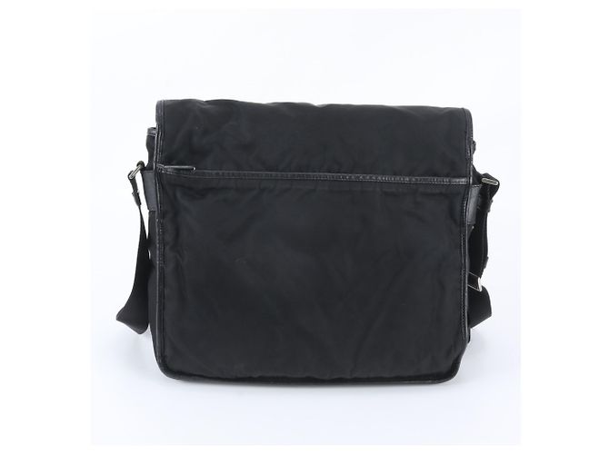 Sac à épaule en cuir et nylon Tessuto avec logo triangle Prada Noir - vue 3
