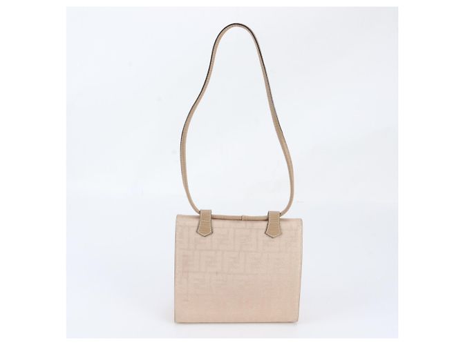 Fendi Zucca Schultertasche aus Leder und Canvas Beige - Ansicht 3