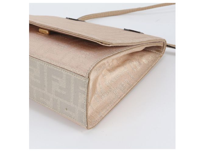 Fendi Zucca Schultertasche aus Leder und Canvas Beige - Ansicht 4