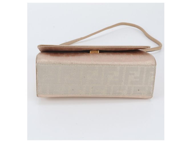 Fendi Zucca Schultertasche aus Leder und Canvas Beige - Ansicht 5