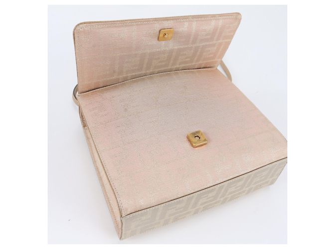 Fendi Zucca Schultertasche aus Leder und Canvas Beige - Ansicht 8