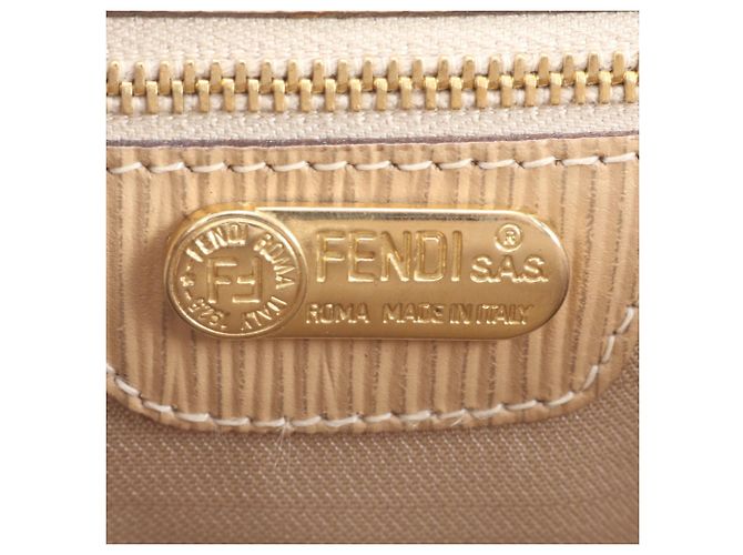 Fendi Zucca Schultertasche aus Leder und Canvas Beige - Ansicht 9