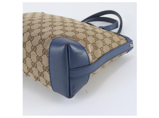 Saco Tote Gucci em lona GG e couro Marrom Azul - vista 4