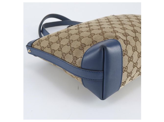 Saco Tote Gucci em lona GG e couro Marrom Azul - vista 6