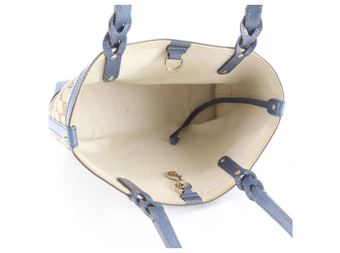 Saco Tote Gucci em lona GG e couro Marrom Azul - vista 7