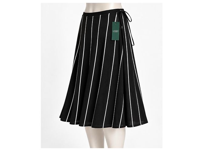 Autre Marque Lauren Ralph Lauren Gonna Midi a Righe Bianco e Nero - vista 2