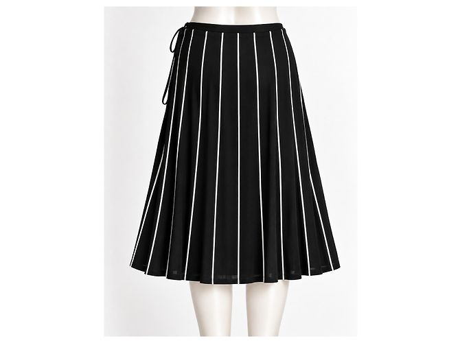 Autre Marque Lauren Ralph Lauren Gonna Midi a Righe Bianco e Nero - vista 4