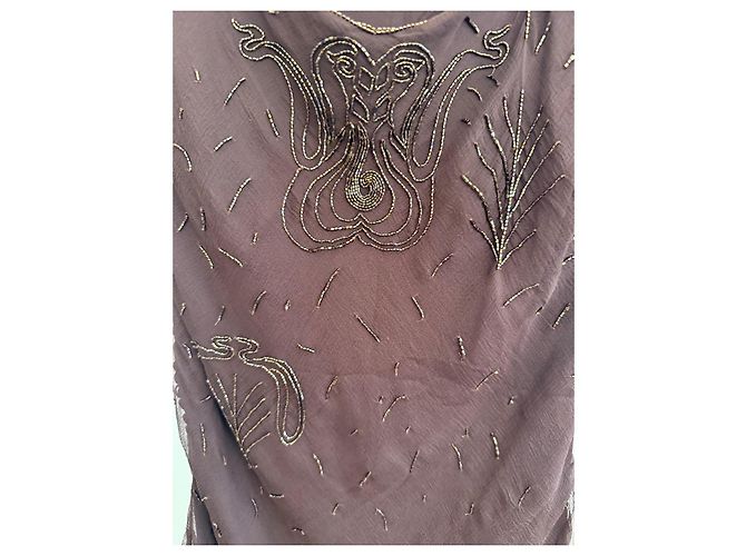 Christian Dior Braunes Seidenkleid mit Rüschen - Ansicht 3