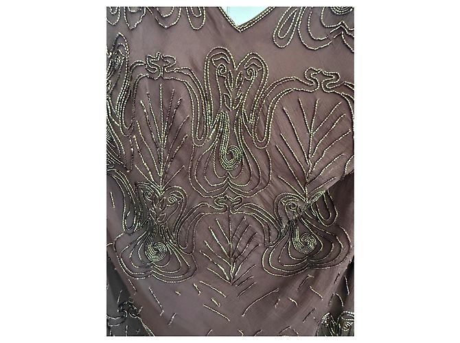 Christian Dior Braunes Seidenkleid mit Rüschen - Ansicht 4