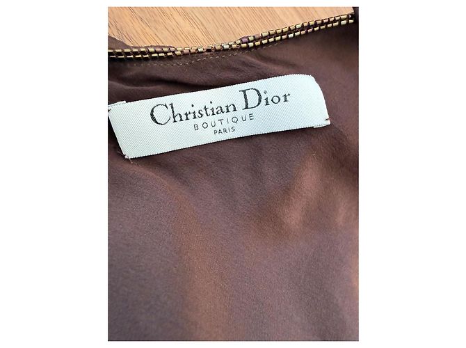 Christian Dior Braunes Seidenkleid mit Rüschen - Ansicht 6