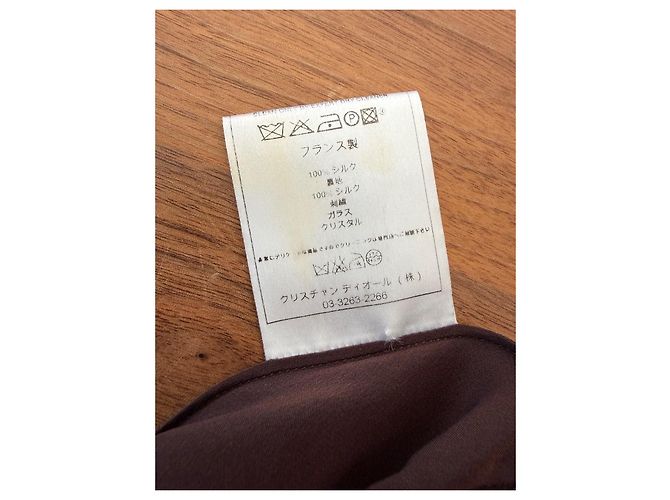 Christian Dior Braunes Seidenkleid mit Rüschen - Ansicht 9