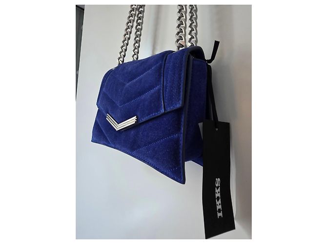 IKKS Borsa THE 1. Pop Color Blu Cobalto in Pelle Velluto Matelassé - vista 17