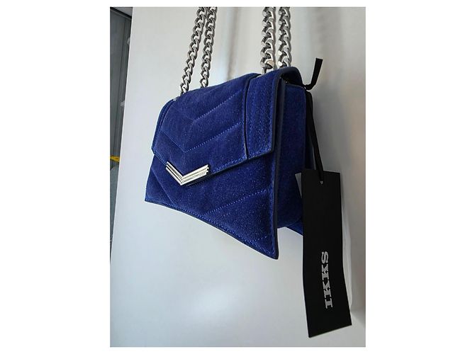IKKS Borsa THE 1. Pop Color Blu Cobalto in Pelle Velluto Matelassé - vista 9