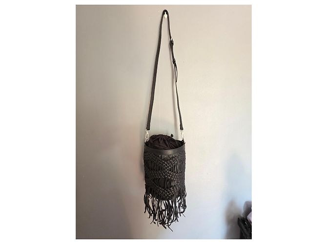 IKKS Borsa a Secchiello in Pelle Intrecciata Nera con Frange Nero - vista 2