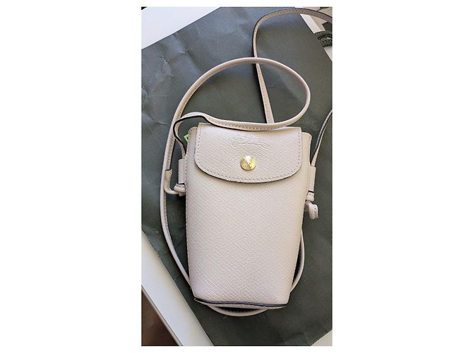 Longchamp Le Pliage Leder Handy-Tasche Hellgrau Beige - Ansicht 2
