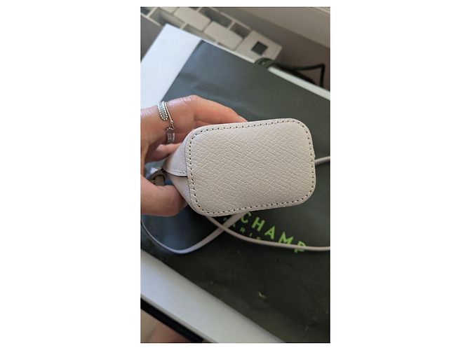 Longchamp Le Pliage Leder Handy-Tasche Hellgrau Beige - Ansicht 7