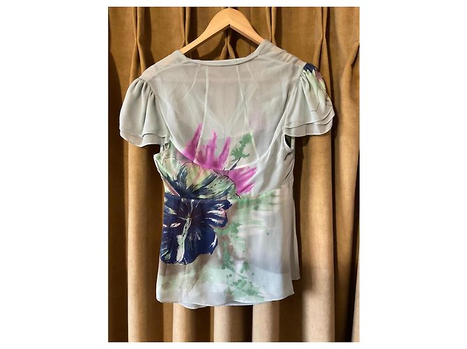 Karen Millen Blusa de seda con estampado floral Rosa Blanco Azul Verde - vista 2